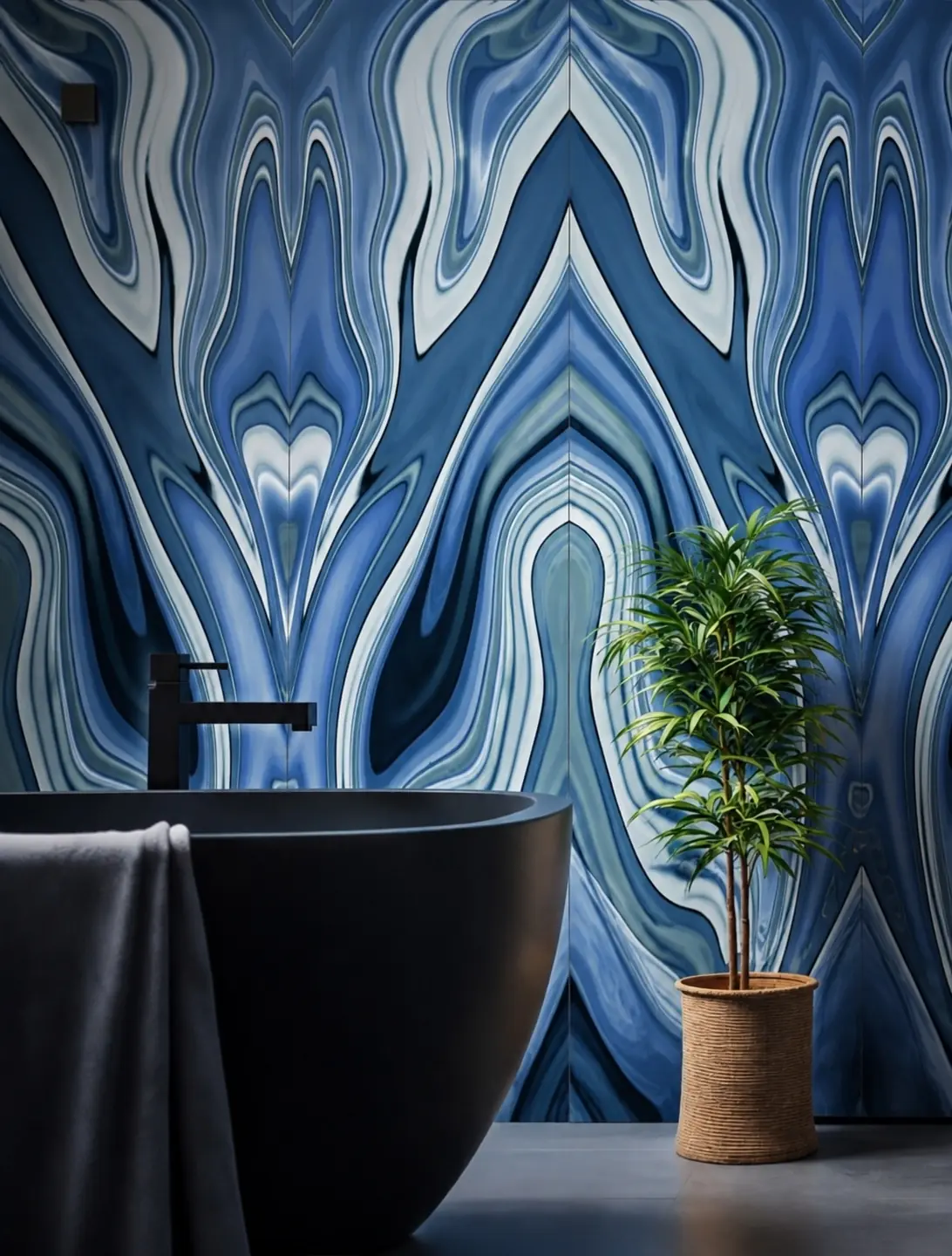 Ambiente Sala de banho com a placa Pelle Nordic Azure